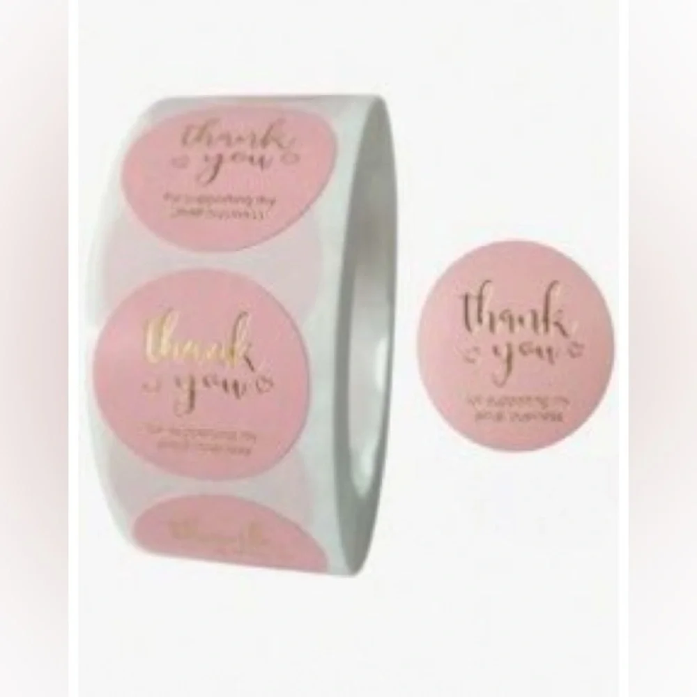 Thank you for your business Stickers Pink - 1 Roll (500 pieces)